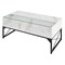 Rectangle LED Coffee Table with Split Faux Marble Glass Top and 4 Storage Cubes for Living Room